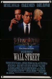 4z952 WALL STREET 1sh 1987 Michael Douglas, Charlie Sheen, Daryl Hannah, Oliver Stone!