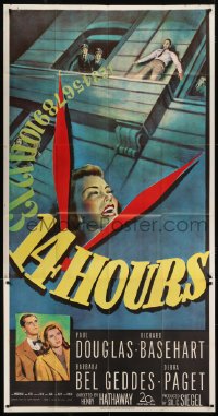 5a473 14 HOURS 3sh 1951 Richard Basehart, Paul Douglas, Barbara Bel Geddes, cool clock design!