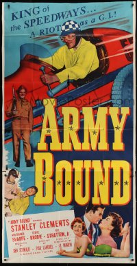5a483 ARMY BOUND 3sh 1952 Stanley Clements, king of the speedways, a riot as a G.I.!