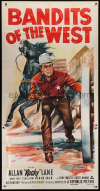 5a488 BANDITS OF THE WEST 3sh 1953 Allan Rocky Lane & his stallion Black Jack, cool western art!