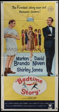 5a492 BEDTIME STORY 3sh 1964 Marlon Brando, David Niven & Shirley Jones, Dirty Rotten Scoundrels!