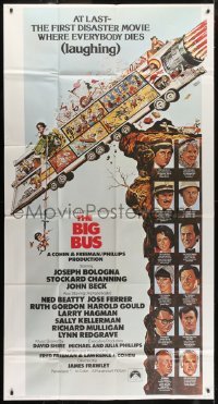 5a493 BIG BUS int'l 3sh 1976 Jack Davis art, the first disaster movie where everyone dies laughing!