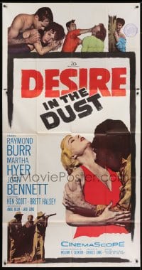 5a517 DESIRE IN THE DUST 3sh 1960 only the hot sun was witness to Martha Hyer's shameless sin!