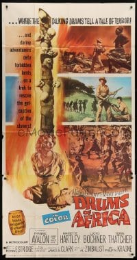 5a525 DRUMS OF AFRICA 3sh 1963 Frankie Avalon has daring adventures in a forbidden land, cool art!