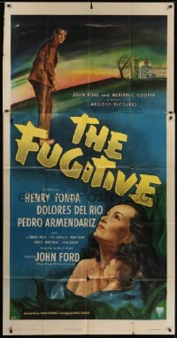 5a542 FUGITIVE 3sh 1947 art of Henry Fonda & Dolores Del Rio, directed by John Ford!