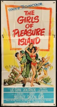 5a546 GIRLS OF PLEASURE ISLAND 3sh 1953 Leo Genn, Don Taylor, art of soldiers with sexy girls!