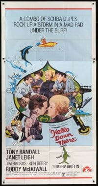 5a556 HELLO DOWN THERE 3sh 1969 Tony Randall & Janet Leigh wacky ocean sci-fi rock & roll comedy!