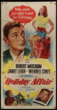 5a557 HOLIDAY AFFAIR 3sh 1949 sexy Janet Leigh is just what Robert Mitchum wants for Christmas!