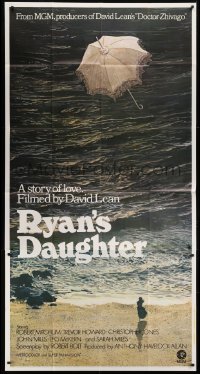 5a632 RYAN'S DAUGHTER 3sh 1970 David Lean, art of Sarah Miles on beach + umbrella by Lesser!