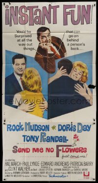 5a638 SEND ME NO FLOWERS 3sh 1964 great images of Rock Hudson, Doris Day & Tony Randall!