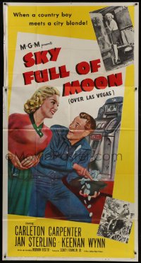 5a646 SKY FULL OF MOON 3sh 1952 cowboy Carleton Carpenter & Jan Sterling, gambling in Las Vegas!