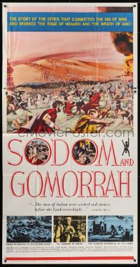 5a649 SODOM & GOMORRAH 3sh 1963 Robert Aldrich, Pier Angeli, cities that committed the sin of sins!