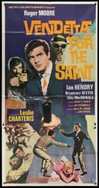 5a682 VENDETTA FOR THE SAINT int'l 3sh 1969 Roger Moore with double-barrelled shotgun, English!