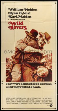 5a689 WILD ROVERS 3sh 1971 great close up of William Holden & Ryan O'Neal on horse, Blake Edwards