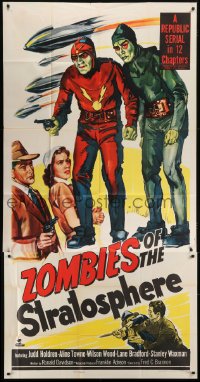 5a697 ZOMBIES OF THE STRATOSPHERE 3sh 1952 cool art of aliens with guns including Leonard Nimoy!