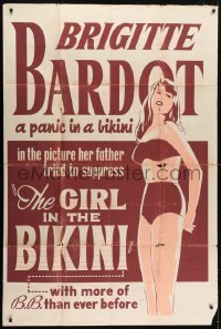 5a041 GIRL IN THE BIKINI 40x60 1958 sexy Brigitte Bardot is a panic in a skimpy swimsuit, rare!