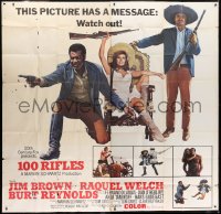 5a087 100 RIFLES int'l 6sh 1969 Jim Brown, sexy Raquel Welch & Burt Reynolds with guns, rare!