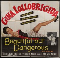 5a095 BEAUTIFUL BUT DANGEROUS 6sh 1957 wonderful full-length art of sexy Gina Lollobrigida!