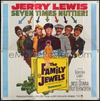 5a111 FAMILY JEWELS 6sh 1965 Jerry Lewis is seven times nuttier in seven roles, wacky art!