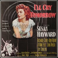 5a127 I'LL CRY TOMORROW 6sh 1955 art of distressed Susan Hayward in her greatest performance, rare!