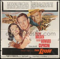 5a130 LION 6sh 1963 great image of William Holden, Trevor Howard & sexy Capucine in Africa!