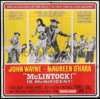 5a135 McLINTOCK 6sh 1963 great images including John Wayne giving Maureen O'Hara a spanking!