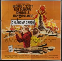 5a139 OKLAHOMA CRUDE 6sh 1973 art of George C. Scott & Faye Dunaway with rifles over oil field!
