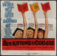 5a151 SEX KITTENS GO TO COLLEGE 6sh 1960 sexy art of Van Doren, Tuesday Weld & Bardot's sister!