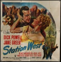 5a158 STATION WEST 6sh 1948 cowboy Dick Powell loves Jane Greer, Burl Ives with guitar, rare!