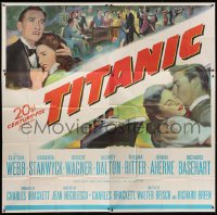 5a164 TITANIC 6sh 1953 great artwork of Clifton Webb, Barbara Stanwyck & legendary ship, rare!