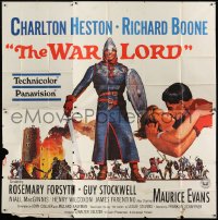 5a171 WAR LORD 6sh 1965 Charlton Heston all decked out in armor with sword by Howard Terpning!