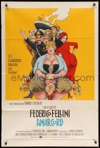 5a182 AMARCORD Argentinean 1974 Federico Fellini classic comedy, great art by Giuliano Geleng!