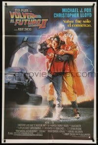 5a183 BACK TO THE FUTURE II Argentinean 1990 art of Michael J. Fox & Christopher Lloyd by Struzan!