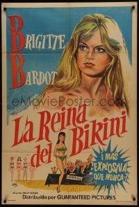 5a214 GIRL IN THE BIKINI Argentinean 1958 Bayon art of sexy Brigitte Bardot, different & rare!