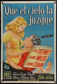 5a233 LEAVE HER TO HEAVEN Argentinean R1950s different art of blonde Gene Tierney & Cornel Wilde!