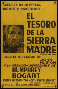 5a268 TREASURE OF THE SIERRA MADRE Argentinean R1950 cool different art of Humphrey Bogart, classic!