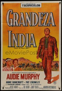 5a275 WALK THE PROUD LAND Argentinean 1956 art of Audie Murphy & Native American Anne Bancroft!