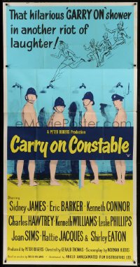 5a059 CARRY ON CONSTABLE English 3sh 1961 Sidney James, wacky naked English cops in the shower!