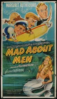 5a071 MAD ABOUT MEN INCOMPLETE English 3sh 1954 art of sexy mermaid Glynis Johns & co-stars on boat!