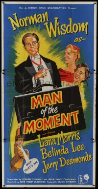 5a072 MAN OF THE MOMENT English 3sh 1955 art of Norman Wisdom, Lana Morris & Belinda Lee!