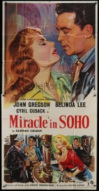 5a073 MIRACLE IN SOHO English 3sh 1957 John Gregson, sexy Belinda Lee, Emeric Pressburger, rare!