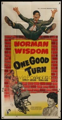 5a074 ONE GOOD TURN English 3sh 1954 Norman Wisdom, bad man wants to destroy orphanage, rare!