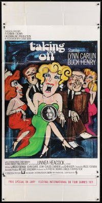 5a079 TAKING OFF English 3sh 1971 Milos Forman's first American movie, wacky art by Bacha!