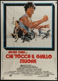 5a717 BIG BRAWL Italian 1p 1981 great artwork of young Jackie Chan in his first American movie!