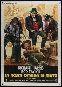 5a755 DEADLY TRACKERS Italian 1p 1974 art of Richard Harris surrounded, written by Sam Fuller!