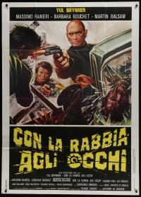 5a757 DEATH RAGE Italian 1p 1978 cool art of Yul Brynner shooting big gun, Anger in His Eyes!