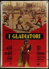 5a759 DEMETRIUS & THE GLADIATORS Italian 1p R1966 Victor Mature & Susan Hayward, different image!