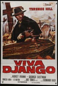 5a763 DJANGO PREPARE A COFFIN Italian 1p R1980s Casaro art of Terence Hill as Django by coffin!