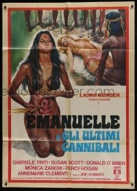 5a772 EMANUELLE & THE LAST CANNIBALS Italian 1p 1977 Joe D'Amato, sexy art of naked Laura Gemser!
