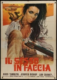 5a782 FEMALE BUNCH Italian 1p 1976 best different Crovato art of sexy bad girl with rifle!